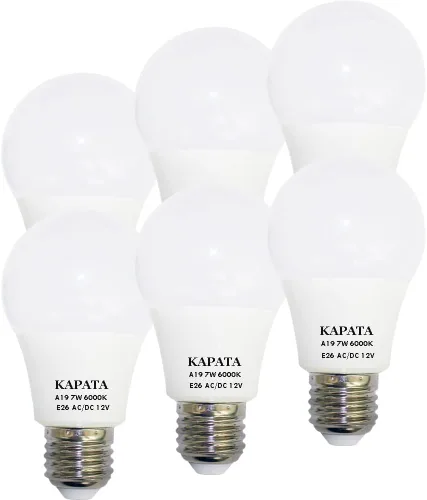 Vista 6 de Bombilla LED A19 de 12 V, color blanco suave, 2700 K, 60 W, equivalente a halógeno, bombillas A19 E26, base de tornillo, para RV, barco, campamento
