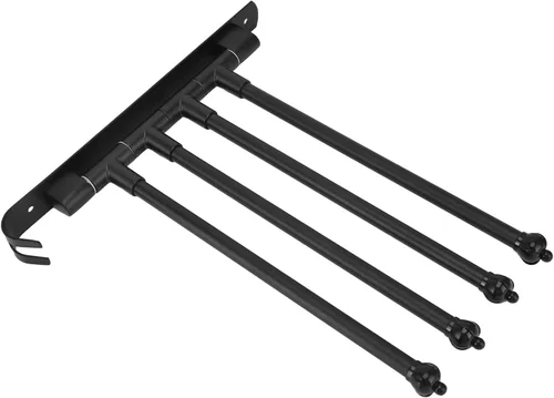 Vista 5 de Toallero giratorio de acero inoxidable negro con 3 brazos, toallero giratorio y movible con 3 brazos, ideal para baño, armario y cocina