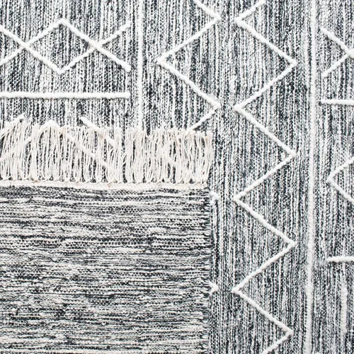 Vista 7 de SAFAVIEH Kilim Collection - Alfombra decorativa de 4 x 6 pies, color negro y marfil, lana marroquí con flecos, hecha a mano, ideal para zonas