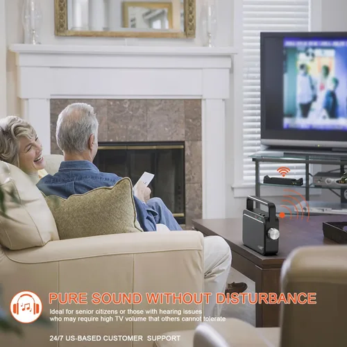 Vista 6 de Coby Altavoz de TV inalámbrico para personas mayores y personas con problemas auditivos - Amplificador de audio de TV portátil con Bluetooth, rango