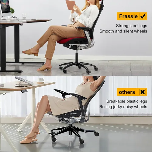 Vista 4 de Frassie Reemplazo de base de silla de oficina y de juego de 28 pulgadas de metal con 5 ruedas, base de silla para escritorio de computadora con Negro