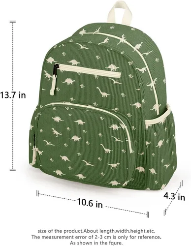 Vista 5 de Mochila de pana para niños de 2 a 5 años, lindas mochilas para niños, mochila preescolar para jardín de infantes de 13.7 pulgadas de alto, carpeta