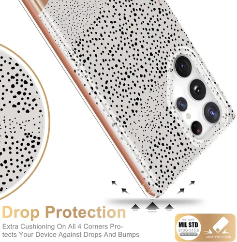 Vista 4 de Esdot Funda para Samsung Galaxy S23 Ultra, Grado Militar que Pasa Prueba de Caída de 21 pies, Cubierta Resistente con Diseños de Moda para Mujeres
