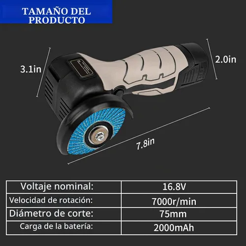 Vista 8 de Kit de amoladora angular de cepillo inalámbrico, mini herramienta de molienda angular eléctrica de 13000 RPM con 2 baterías de 16.8 V 2000 mAh y 15
