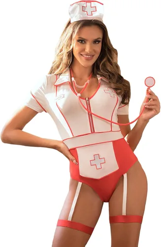 Vista 8 de ohyeahlady Disfraz de lencería de enfermera de Halloween para cosplay