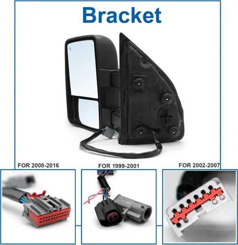 Vista 6 de JZSUPER Espejo de remolque lateral izquierdo para Ford F250 F350 F450 F-550 Super Duty Power calentado ámbar intermitente luz de charco luz auxiliar