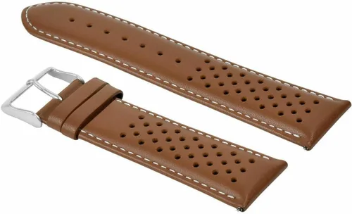Vista 5 de Ewatchparts Correa de reloj de piel perforada de 18-19-20-21-22-23-24MM compatible con liberación rápida de Rolex