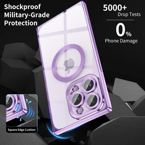 Vista 3 de Funda transparente para iPhone 14 Pro Max, color morado