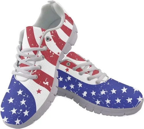 Vista 17 de HUGS IDEA Zapatos deportivos ligeros con patrón de enfermería para mujer Bandera estadounidense
