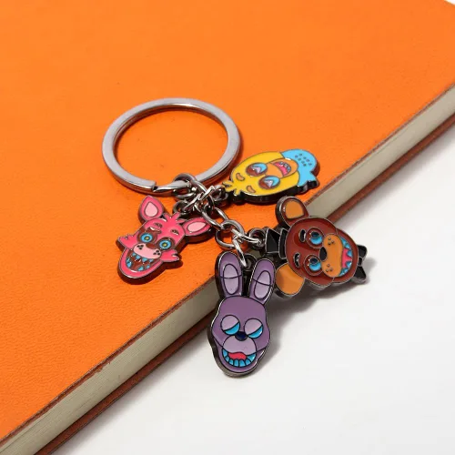 Vista 4 de SONGCHANGJEWELRY FNAF Freddy's - Llavero de seguridad para disfraz de Fazbear Nights, coleccionistas de cosplay para fanáticos de hombre y mujer