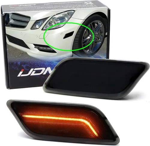 Vista 12 de iJDMTOY Luces LED de marcador lateral de parachoques delantero con lente semitransparente y ámbar Compatible con Mercedes W207 Clase E 2010-2013