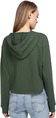 Vista 5 de MakeMeChic - Sudadera de manga larga casual con capucha y de longitud corta para mujer