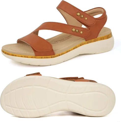 Vista 9 de ORTOREX Sandalias cómodas con soporte de arco para mujer, sandalias acolchadas para caminar
