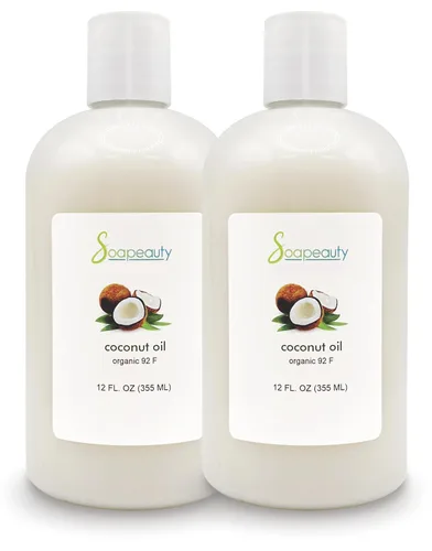 Vista 6 de Aceite de coco refinado de 92 grados blanqueado 100% puro prensado en frío (12 onzas)