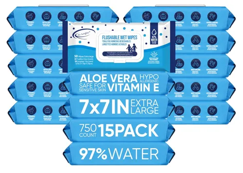 Vista 11 de Air Jungles Toallitas desechables de 150 unidades para adultos y niños, XL de 7 x 7 pulgadas con aloe vera y vitamina E para piel sensible
