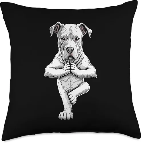 Vista 4 de Dogo Argentino Dog Yoga Puppy Funny Dogs Tree Pose Asana Throw Pillow