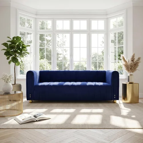 Vista 16 de Sofá de terciopelo de 81 pulgadas, sofá moderno de mediados de siglo para 3 personas, sofás de terciopelo copetudos para sala de estar, apartamento