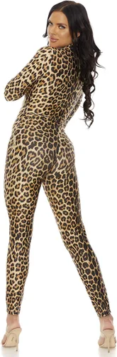 Vista 2 de Forplay Catsuit de leopardo con cremallera frontal para mujer
