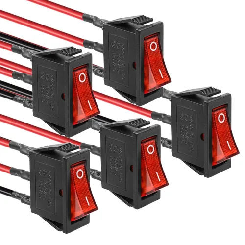 Vista 7 de KCD3 SPST de encendido/apagado de 3 pines, 2 posiciones, interruptor basculante instantáneo DC 12V-24V 30A con LED verde para barco - Paquete de 5