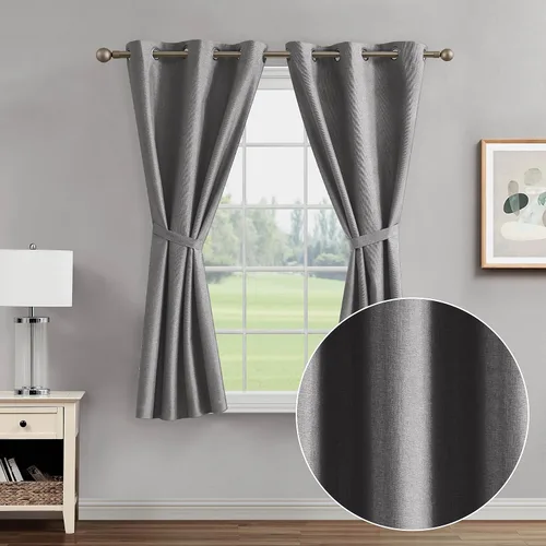 Vista 12 de Creative Home Ideas Cortinas opacas – Paneles de cortina para oscurecer la habitación con alzapaños, cortinas legrae con ojales para ventana Azul