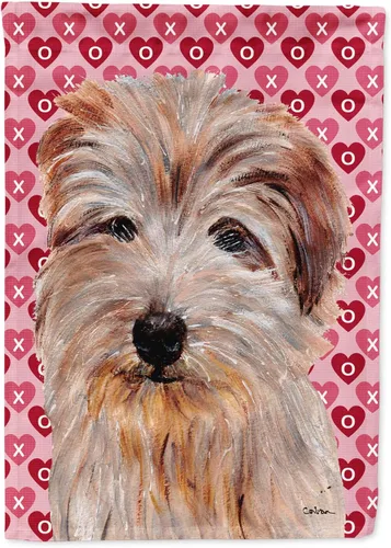 Vista 301 de Caroline's Treasures SS4484GF Bandera de jardín con diseño de bulldog inglés y corazones para el Día de San Valentín, bandera decorativa para patio