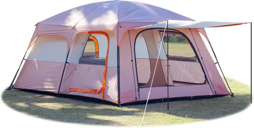 Vista 22 de KTT Extra Large Tent 10-12-14 Person(Style-B),Family Cabin Tents,2 Rooms,3 Doors and 3 Windows with Mesh,Straight Wall,Waterproof,Double Layer,Big