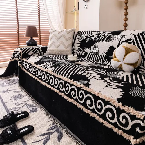Vista 10 de HANDONTIME Funda para sofá para perros lavable con estampado floral de pájaros para sofás y sillones, funda de sofá negra con flores de jacquard