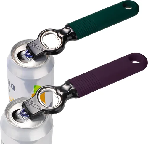 Vista 10 de Paquete de 2 abridores de latas de soda y abrebotellas de cerveza con mango de silicona de buen agarre, abridor de pestañas para uñas largas
