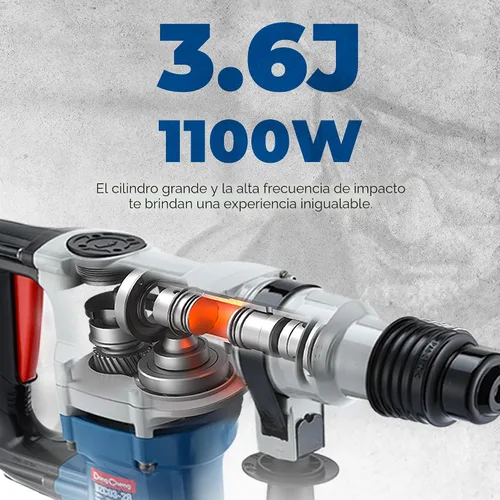 Vista 5 de Dong Cheng Taladro de martillo giratorio SDS-Plus de 1-1/8 pulgadas con embrague de seguridad, martillo de demolición con cable resistente de 9.2