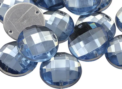 Vista 5 de Allstarco Blue Aqua CH24 - Cuentas redondas para coser con parte trasera plana, diamantes de imitación acrílicos, gemas de plástico para coser