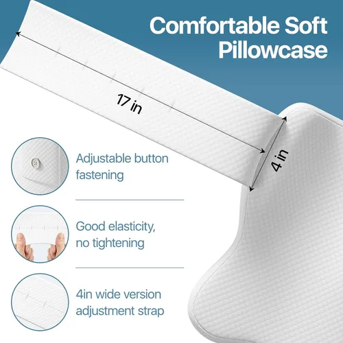 Vista 7 de Almohada de rodilla para dormir de lado, almohada grande y cómoda de espuma viscoelástica para dormir de lado, correa ajustable, almohada