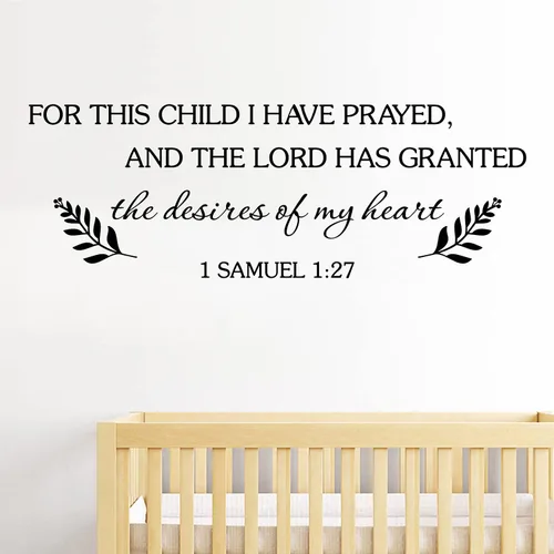 Vista 5 de Calcomanías de pared para niños, citas de las Escrituras, calcomanías de pared para este niño I Have Prayed, versículo bíblico de la Biblia