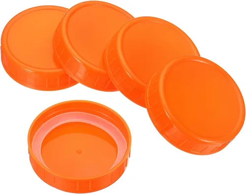 Vista 7 de PATIKIL Tapas de plástico de boca regular para tarros de 2.77 pulgadas, 1 juego/6 tapas para tarros de conservas con anillo de sellado de silicona