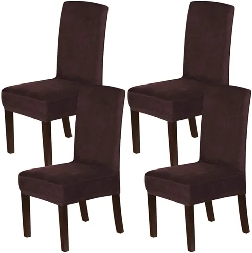 Vista 12 de Fundas elásticas de terciopelo para sillas de comedor, suaves, extraíbles y de comedor, color negro, 2