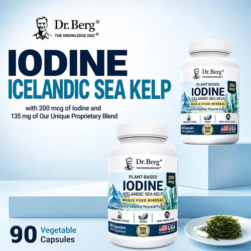 Vista 12 de Dr. Berg Yodo a base de plantas de algas marinas islandesas Sin OMG 90 Sin Algas Rojas