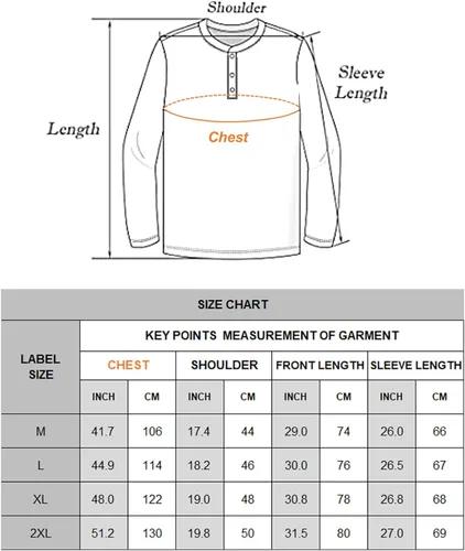 Vista 6 de QUALFORT Camiseta Henley de manga larga para hombre, de algodón, ligera, para hombre
