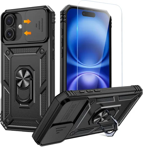 Vista 11 de Goton Funda para iPhone 14 Plus con Protector de Pantalla - Funda con Cubierta Deslizante para Cámara con Soporte de Anillo, Resistente de Grado