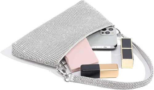 Vista 7 de YUWITA Bolso de noche con diamantes de imitación para mujer