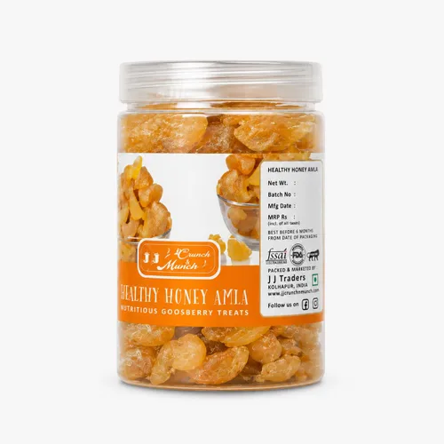 Vista 2 de J J Crunch N Munch Honey Amla Candy, sin azúcar, miel natural endulzada, grosella espinosa india, (4.23 oz)