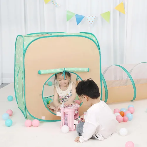 Vista 3 de Tienda de campaña desplegable para niños, túnel de gateo, pozo de bolas, juguete de casa de juegos para niños