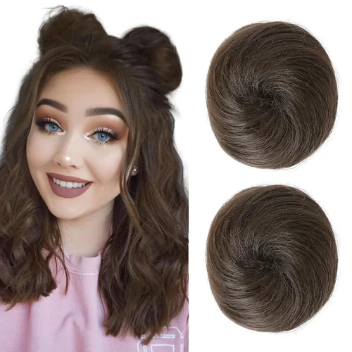 Vista 32 de REECHO Space Bun Hair Pieces, 2 piezas de mini clips de garra en moños desordenados y orejas de gato, extensiones de moño de cabello falso HB001