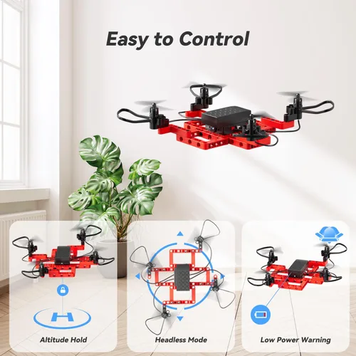 Vista 4 de Mini Drone para niños y principiantes, Kits de construcción de drones 5-EN-1 DIY creativos para que los niños construyan sus propios drones, 5