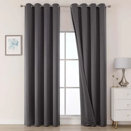 Vista 35 de OWENIE Cortinas 100% opacas de 63 pulgadas de largo, 2 paneles para dormitorio, sala de estar, cortinas superiores con ojales con aislamiento Negro