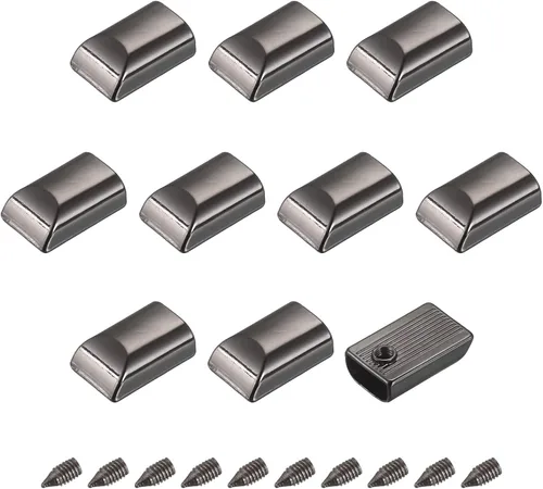 Vista 7 de uxcell 30 tapones de metal con cremallera, extremos rectangulares de repuesto con tornillo para manualidades, bolsa, equipaje, bronce oscuro