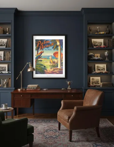 Vista 4 de Palm Beach Florida Poster Print Vintage Travel Poster, by Kerne Erickson, poster print, unframed, 6 x 9 in