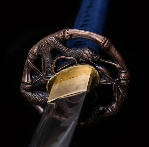 Vista 21 de Samurai Katana,1060 acero de alto carbono,Acero T10,Acero de Damasco,Aleación Tsuba,Mango de madera maciza