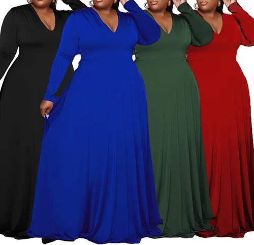 Vista 4 de IyMoo Vestido largo de manga larga formal para mujer, talla grande, vestido de noche