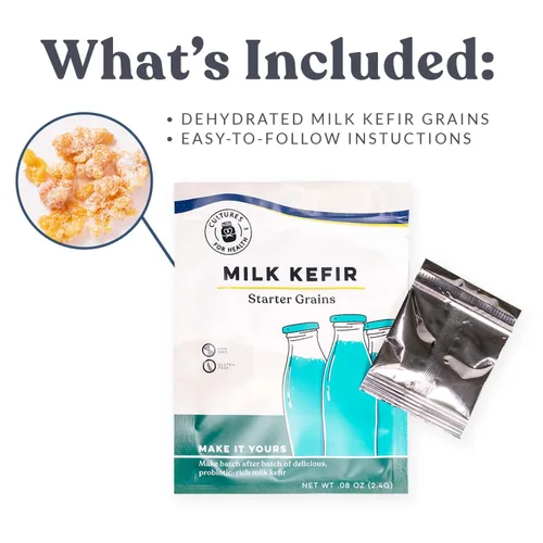 Vista 3 de Cultures for Health Granos de Kéfir de Leche Bebida Probiótica Láctea Espumosa Casera Sin OMG para una Salud Intestinal Más Fuerte Iniciador