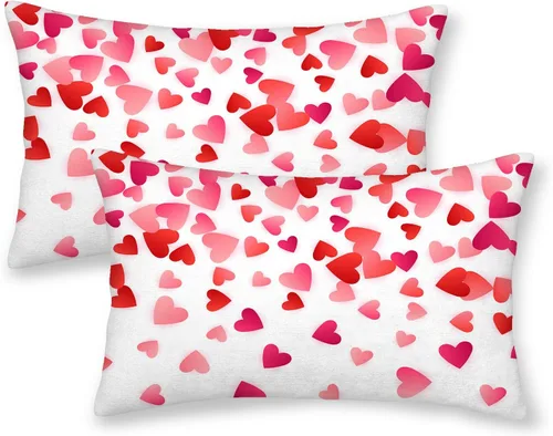 Vista 10 de Fundas de almohada para el Día de San Valentín de 16x16 pulgadas, juego de 2, rosas, corazones de amor, fundas para almohadas de San Valentín