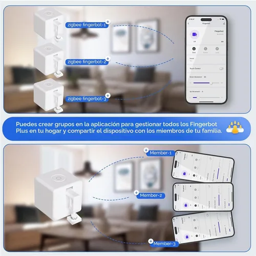 Vista 6 de MOES Zigbee Fingerbot Plus, Pulsador de Botón Inteligente Sin Cableado, Actualización con Control Táctil, Compatible con Alexa, Compatible con Tuya
